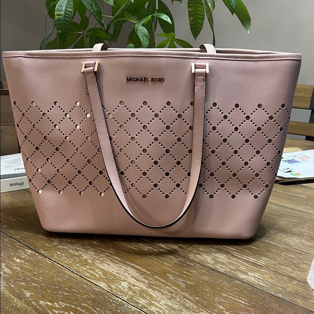 Michael Kors Blush Pink Perforated Tote